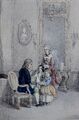 ALLTAG IN  FRANKREICH / FRANCE UM 1850 - hand- color. Litho " LE BON PAPA CHERCH