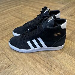 Adidas Originals Korb Profi Herren schwarz mittleres Oberteil Turnschuhe Turnschuhe Wildleder UK 10,5