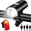LED Fahrradlicht Set USB Akku StVZO Fahrradbeleuchtung Fahrradlampe 30/15 Lux L1