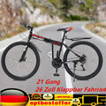 26 Zoll Klappbar Fahrrad MTB 21 Gang Schwarz/Rot Citybike Faltbare Mountainbike