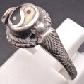 Vintage Ring Silber Yin Yang Zeichen Kobra Schlange