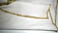 Damen Schal Schultertuch Schal Schleife elegant Weiß mit Goldrand  lang 140×24cm