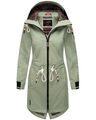 Damen warme Winter Softshell Jacke Parka Mantel lang Smokey Mint L NS55 R3-C