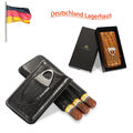 Reisen Leder ZigarrenEtui 3 Tube Zigarren Humidor Zigarrenschneider mit 1 Cutter