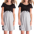Damen Stillkleid Umstandskleid Farbblock Mini Umstandsmode Schwangerschaftskleid