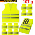 10x Warnwesten Unfallweste Neon Gelb Auto Warnweste Sicherheits Weste KFZ Vest