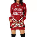 Weihnachtskleid Damen Partykleid Freizeitkleid Pulloverkleid Bodycon Minikleid