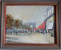 Paris Street Scene & Arc de Triomphe, Öl auf Leinwand. 20. Jahrhundert. Signiert.