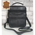 Herren Damen Umhängetasche echt Leder schwarz Handytasche Schultertasche Tasche