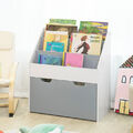 SoBuy Kinder Bücherregal Kinderregal mit 3 Ablagefächern Weiß/Grau KMB17-HG