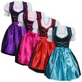 Damen Dirndl Set 3 tlg. Trachtenkleid Dirndl Kleid Bluse Schürze leuchtend SW 