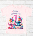 Personalisiertes T-Shirt Engel & Stich Mädchen Geburtstag Top jedes Alters Anzahl Kinder