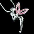 Pink Tinkerbell mit Swarovski Kristall Fairy Tinker Bell Mädchen Charm Halskette