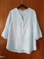 s.Oliver 3/4 Arm Bluse Leinen Linen Blouse DE 40 L Blau Blue Tunika Shirt Hemd