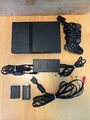 Playstation 2 Slim konsole SCPH-75004 Schwarz, mit Kabeln & 1 Controller