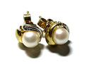 333 Gold 8 K Ohrringe Ohrstecker bicolor + Perle + Diamant Juwelier Qualität