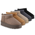Damen Warm Gefütterte Winter Boots Bequeme Profil-Sohle 840787 Schuhe 