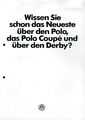 VW Polo Coupe Derby Prospekt 1984 6/84 8 Seiten  D brochure prospectus catalog