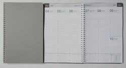 Taschenkalender Buchkalender Grau 16 x 24,5 cm 1 Woche = 2 Seiten Ringbindung