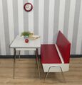 60er Jahre Sitzbank mit Stauraum Rockabilly Küchenbank rot weiß Chrom Diner Bank