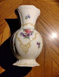 Porzellan Vase Blumenvase Goldrand florales Muster Alt Rar Sammeln 