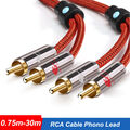 RCA Stereo Kabel Cinch Audio Kabel Winkel 2 Cinch Stecker auf 2 Cinch Stecker