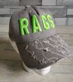 Baseballkappe grau R2R RAGS grünes Logo, Netz hinten, Druckknopflasche, Lumpen 2 reichhaltig