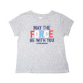 Star Wars Herren-T-Shirt May The Force Be With You grau normal langärmelig L