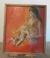 Vintage Gemälde - Frau und ihr Baby - Öl - gerahmt Original 