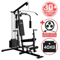 Physionics® Kraftstation Fitnessstation mit Beinpresse 40kg Gewichten Multigym⭐⭐⭐⭐⭐ Latzug/Butterfly/Brustpresse✔️ Verstellbar✔️