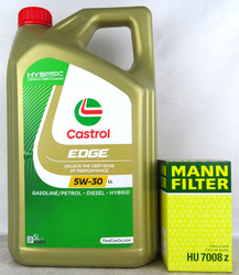 Castrol 5W30 LL EDGE FST 5W-30 Öl + MANN Ölfilter HU7008z Ölwechsel SET 5Liter
