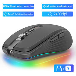 Kabellose Maus,2400 DPI 2.4G Silent Funkmaus RGB Drahtlose Mäuse für PC Laptop