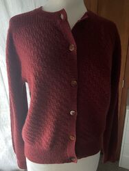 Gorgeous BRORA 100% cashmere cardigan Soft Russet Red Lovely Cond Size 12 UK