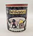 SMF Schramberg: Keramikdose "Betthupferl" Holzdeckel bemalt Keramik Vintage 50er