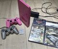 Sony PlayStation 2 (pink, 8 MB), mit 2 Controller, 4 Spiele, nötige Kabel