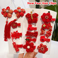 1 Set Red Hair Ornament Baby Haarkreide Stifte Neujahr Accessoires Haarklamm-hf