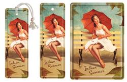 Indian Summer - PIN UP Vintage - Blech Lesezeichen + Blechpostkarte /S302