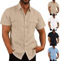 Große Größe Herren Casual Hemd Tops Kurzarmhemden Button Down Shirts am Strand