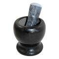 Mörser mit Stößel Marmor Granit Stein Gewürz Mühle Zerkleinerer Creme Schwarz BK