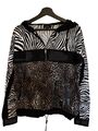 Pullover Monari Hoodie S 36 Baumwolle Schwarz Zebra Leo Weiß