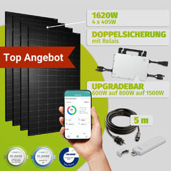 TW Solar Balkonkraftwerk Komplettset 4 Solarpanele + HM-1500 + WiFi Steckfertig⭐⭐⭐⭐⭐BESTSELLER 4x405W Module+1500W Wechselrichter