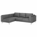IKEA Bezug Set für Nockeby 3-Sitzer Sofa mit LINKER Chaiselongue Lejde dunkelgrau