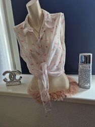 Damen Top/Bluse (vorne zum binden) Flamingos Größe XL