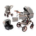 Trally® 3in1 Kombi-Kinderwagen Babywanne=Buggy Reisebuggy & Auto-Babyschale 300