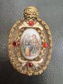 Antiker Parfum Flakon Handbemalt Goldverzierungen rubinrote Steine 1900 #829