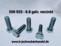 M6 DIN 933-8.8 Sechskant Schrauben verzinkt Maschinen Gewindeschrauben Vollgew.