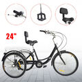 24" 3Räder 7Gang-Dreirad Für Erwachsene Fahrrad Erwachsenendreirad mit Korb