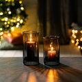 bremermann 2er-Set Kerzenhalter mit Glaseinsatz, Windlicht, Metall, schwarz matt