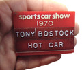 "Sportwagenshow"" 1970 Abzeichen des britischen Rennfahrers Tony Bostock."