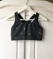 NIKE Sport-BH Crop Top Bustier Bralette Indy Metallic Logo Schwarz Silber M Gold